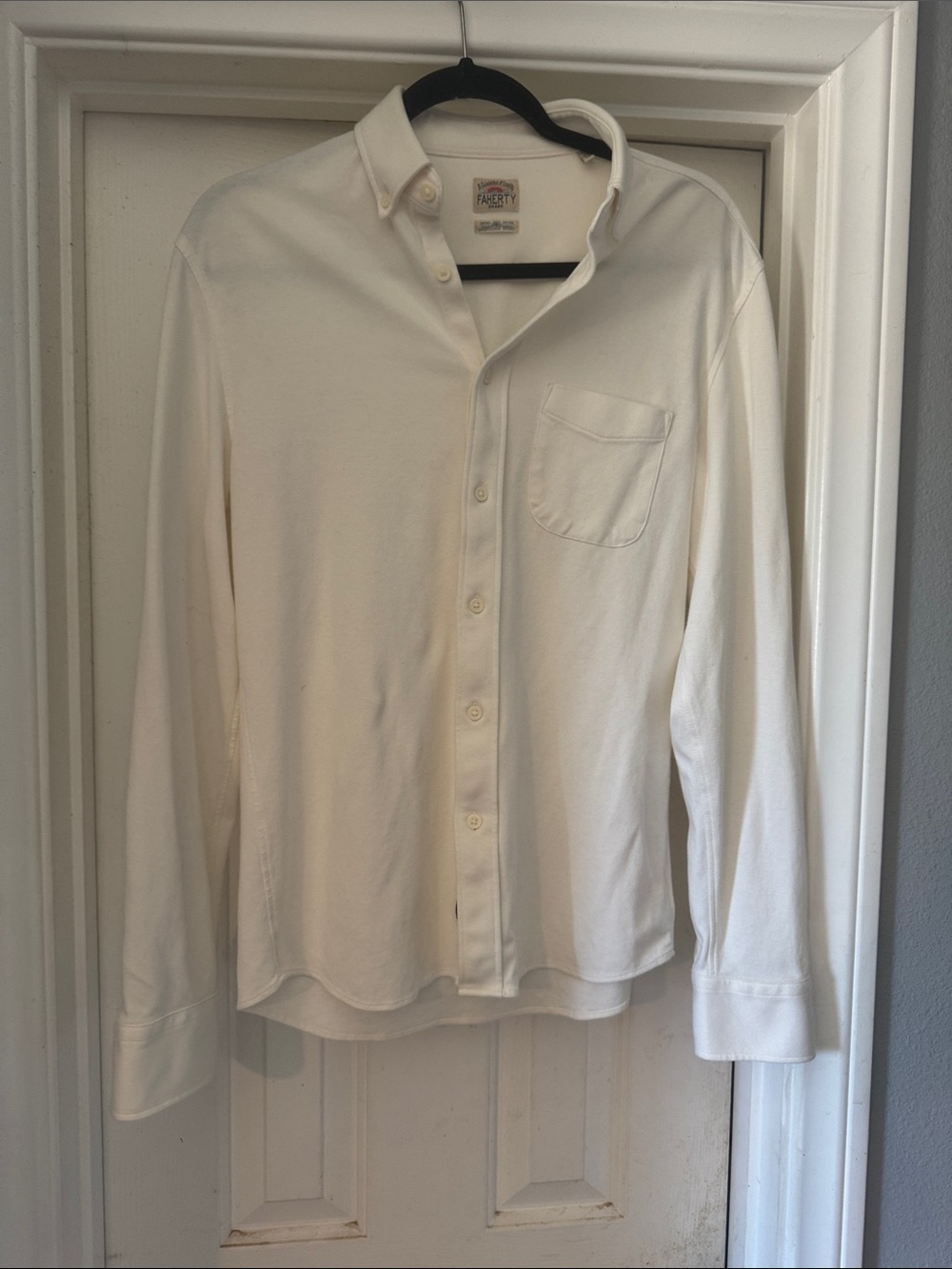 Faherty Coastline Off-White Long-Sleeve Button-Down Shirt Super Soft